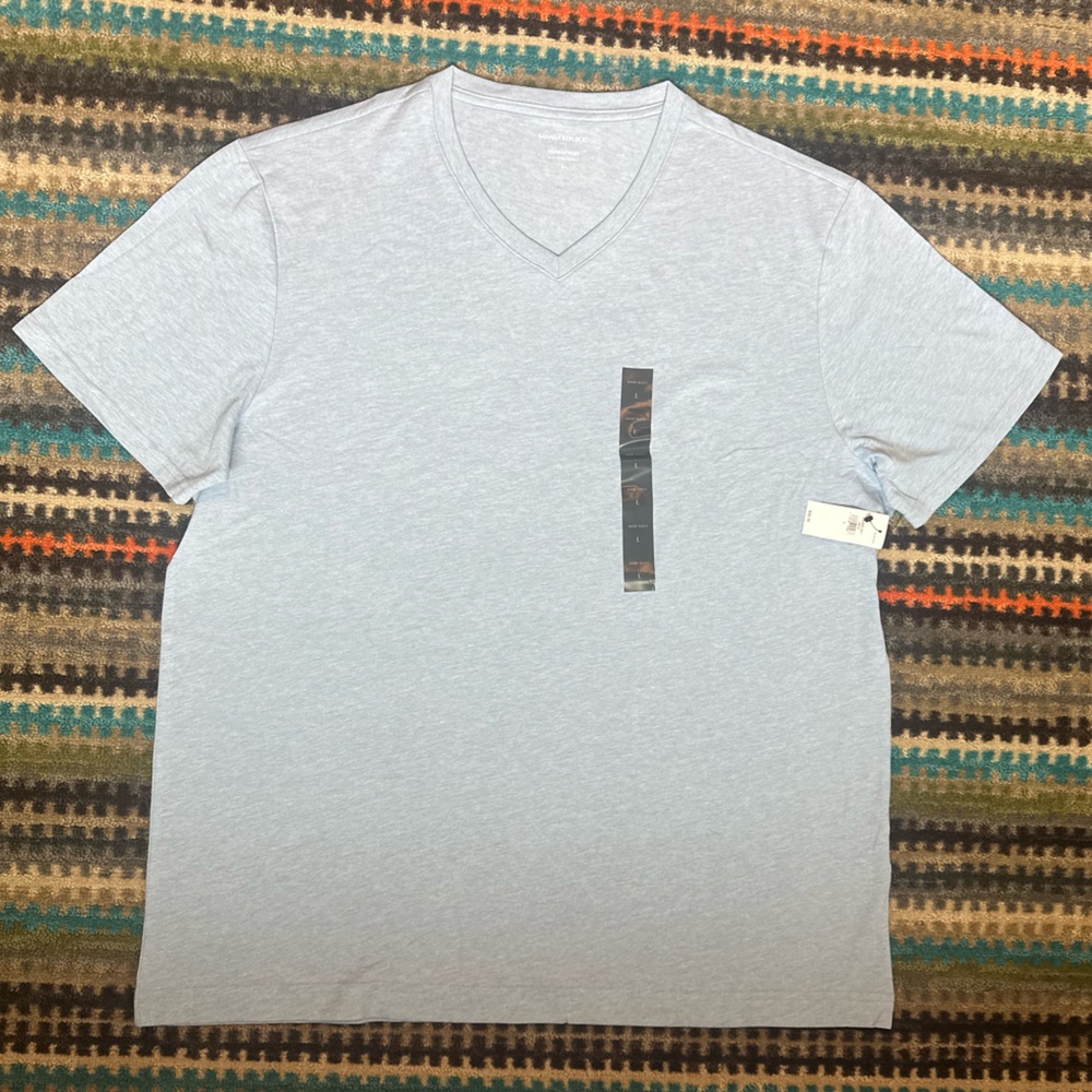 Banana Republic Mens Premium Wash Blue T Shirt V-Neck Short Sleeve NWT $30 - Picture 6 of 11